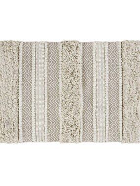 NWT INK+IVY Bath Rug Hand-Woven Texture Shaggy 86382206 Natural Brown 20x32